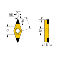 Твердосплавна токарна CBN пластина VBGW110304TX-2N WBN100 Skywalker