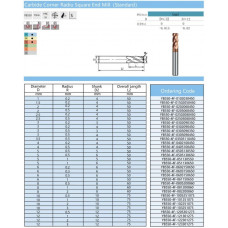 Твердосплавна кінцева радіусна фреза YB550-4F-R=0,2mm-HRC55-1,5x5x4x50mm