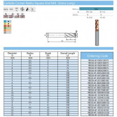 Твердосплавна кінцева радіусна фреза YB550-4F-R=0,5mm-HRC55-10x40x10x100mm