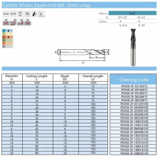 Твердосплавна кінцева фреза PD450-2F-HRC45-10x40x10x100mm