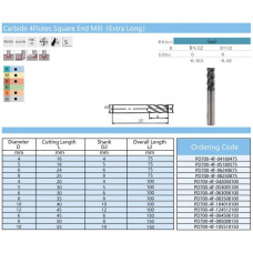 Твердосплавна кінцева фреза PD700-4F-HRC70-10x55x10x150mm