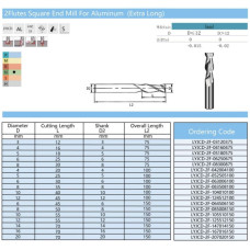 Твердосплавна кінцева фреза LYJCD-2F-HRC55-10x40x10x100mm