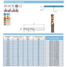 Свердло MHZ-2F-HRC55-1,6-2x19x4x38mm