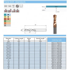 Свердло MHZ-2F-HRC55-10,6-11x38x10x75mm