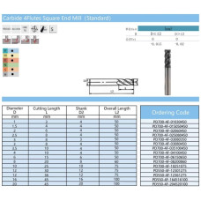 Твердосплавна кінцева фреза PD700-4F-HRC70-12x30x12x75mm